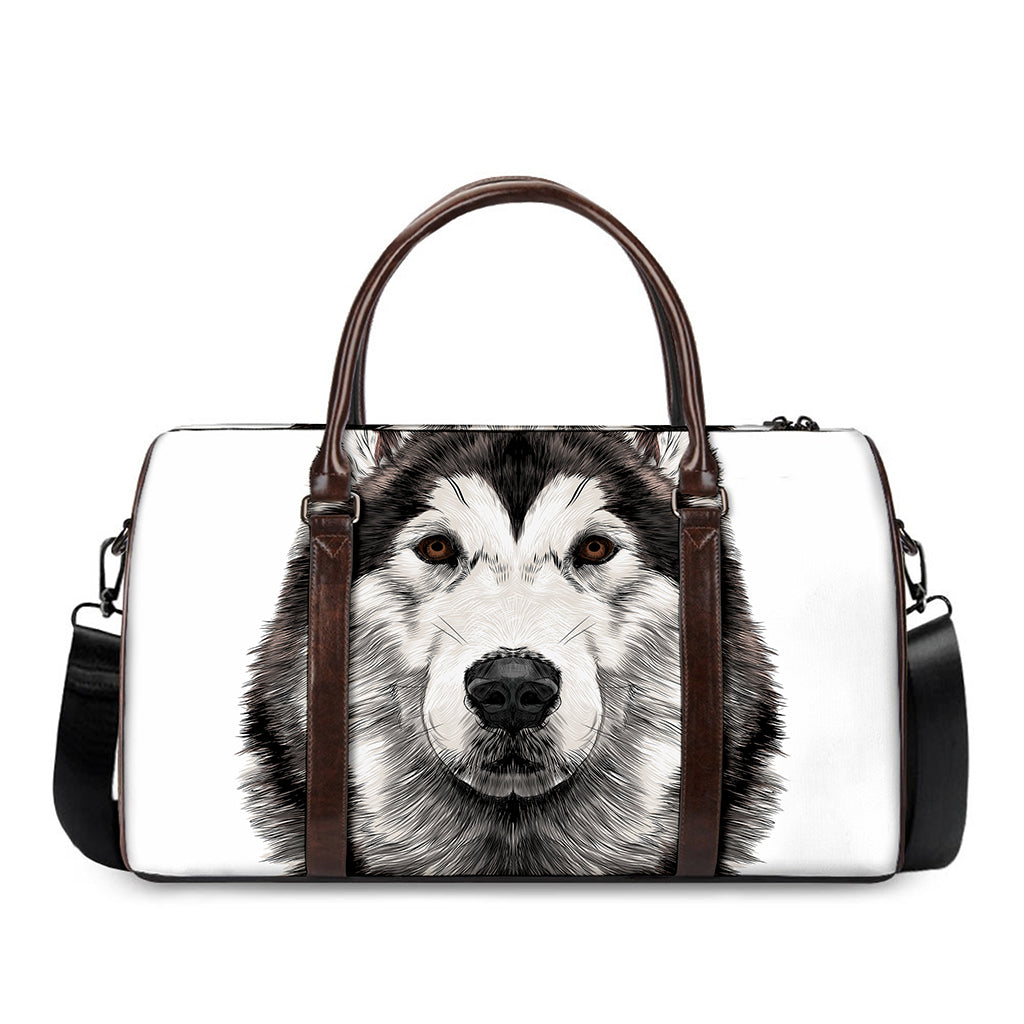 Hand Drawn Alaskan Malamute Print Duffle Bag