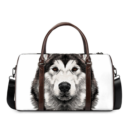 Hand Drawn Alaskan Malamute Print Duffle Bag