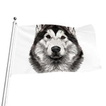Hand Drawn Alaskan Malamute Print Flag