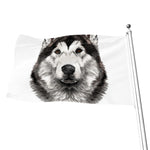 Hand Drawn Alaskan Malamute Print Flag