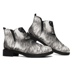 Hand Drawn Alaskan Malamute Print Flat Ankle Boots