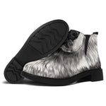 Hand Drawn Alaskan Malamute Print Flat Ankle Boots