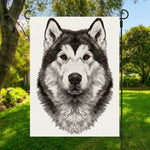 Hand Drawn Alaskan Malamute Print Garden Flag
