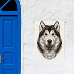 Hand Drawn Alaskan Malamute Print Garden Flag