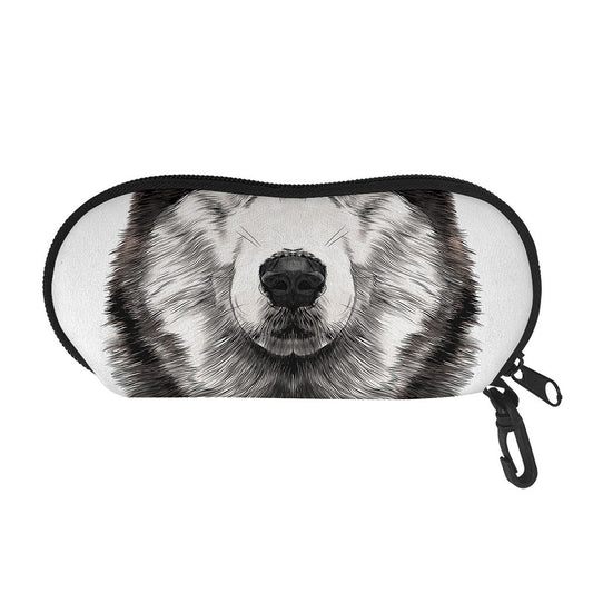 Hand Drawn Alaskan Malamute Print Glasses Case