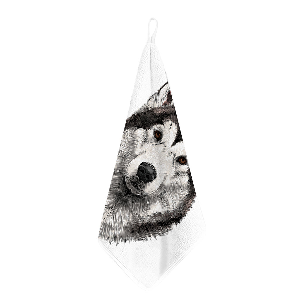 Hand Drawn Alaskan Malamute Print Hand Towel