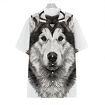 Hand Drawn Alaskan Malamute Print Hawaiian Shirt