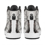 Hand Drawn Alaskan Malamute Print High Top Leather Sneakers