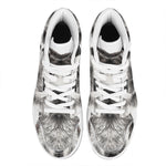 Hand Drawn Alaskan Malamute Print High Top Leather Sneakers