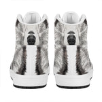 Hand Drawn Alaskan Malamute Print High Top Leather Sneakers