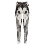 Hand Drawn Alaskan Malamute Print High-Waisted Pocket Leggings