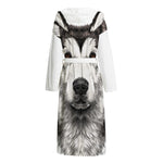 Hand Drawn Alaskan Malamute Print Hooded Bathrobe