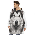 Hand Drawn Alaskan Malamute Print Hoodie Blanket
