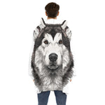 Hand Drawn Alaskan Malamute Print Hoodie Blanket