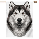 Hand Drawn Alaskan Malamute Print House Flag