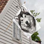 Hand Drawn Alaskan Malamute Print House Flag