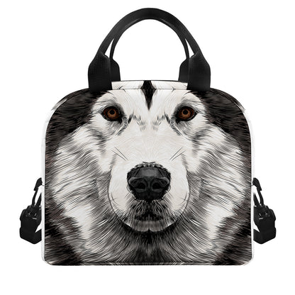 Hand Drawn Alaskan Malamute Print Insulated Lunch Bag