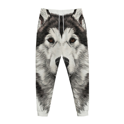 Hand Drawn Alaskan Malamute Print Jogger Pants
