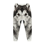 Hand Drawn Alaskan Malamute Print Jogger Pants