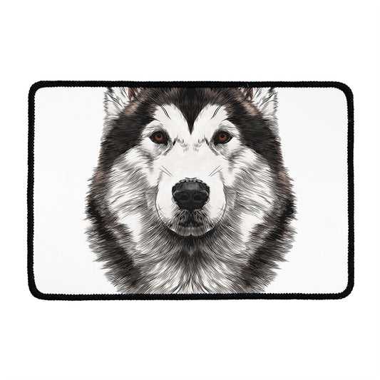Hand Drawn Alaskan Malamute Print Kitchen Mat