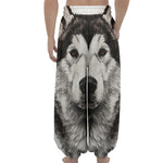 Hand Drawn Alaskan Malamute Print Lantern Pants