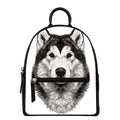 Hand Drawn Alaskan Malamute Print Leather Backpack