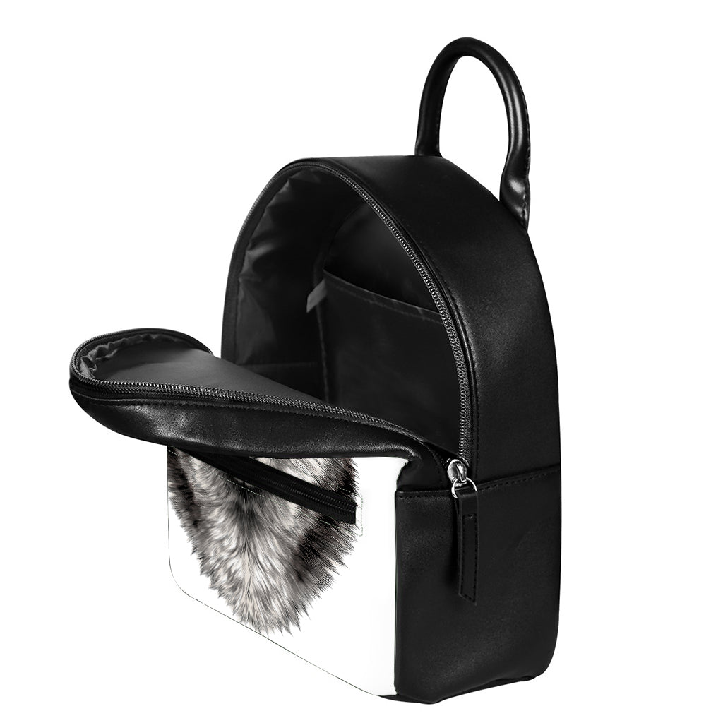 Hand Drawn Alaskan Malamute Print Leather Backpack
