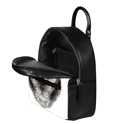 Hand Drawn Alaskan Malamute Print Leather Backpack
