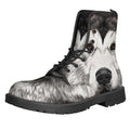 Hand Drawn Alaskan Malamute Print Lace-Up Boots
