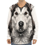Hand Drawn Alaskan Malamute Print Long Sleeve Baseball Jersey