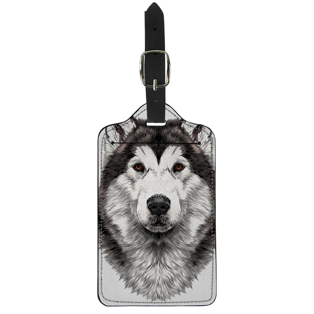 Hand Drawn Alaskan Malamute Print Luggage Tag