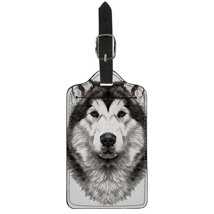 Hand Drawn Alaskan Malamute Print Luggage Tag