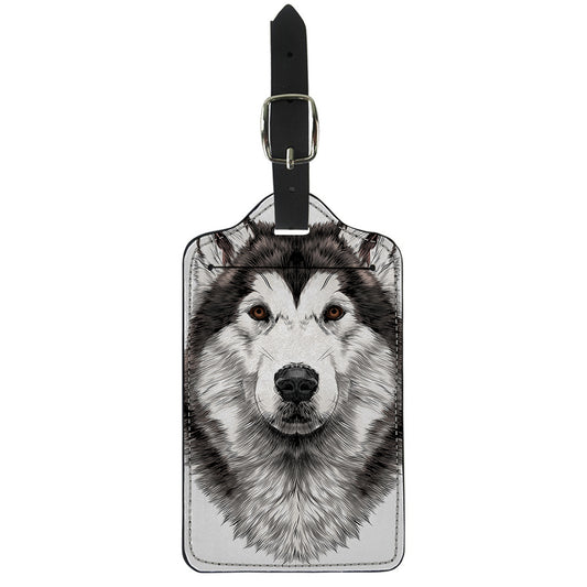 Hand Drawn Alaskan Malamute Print Luggage Tag