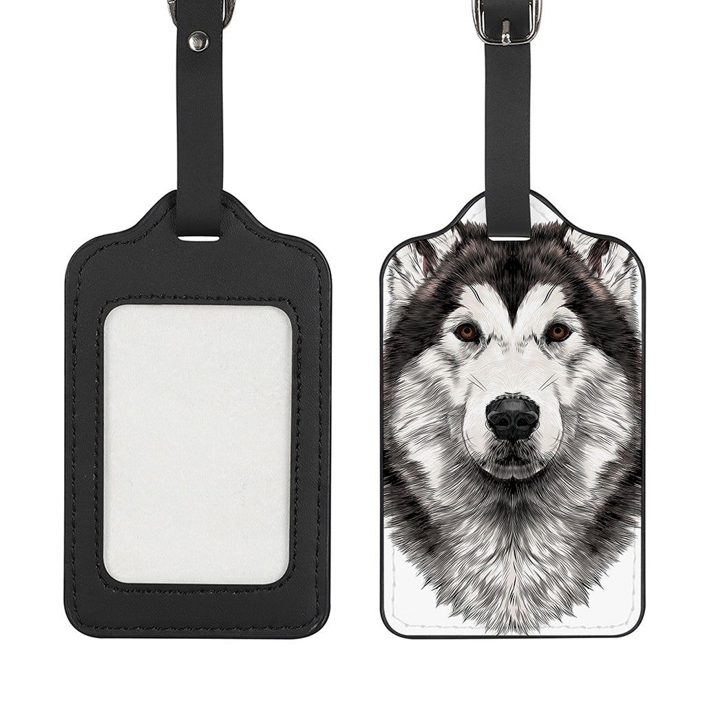 Hand Drawn Alaskan Malamute Print Luggage Tag