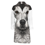 Hand Drawn Alaskan Malamute Print Men's Bathrobe