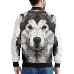 Hand Drawn Alaskan Malamute Print Men's Bomber Jacket