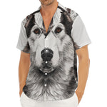 Hand Drawn Alaskan Malamute Print Men's Deep V-Neck Shirt