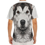 Hand Drawn Alaskan Malamute Print Men's Deep V-Neck Shirt