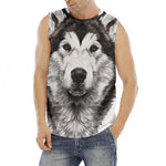 Hand Drawn Alaskan Malamute Print Men's Fitness Tank Top