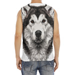 Hand Drawn Alaskan Malamute Print Men's Fitness Tank Top