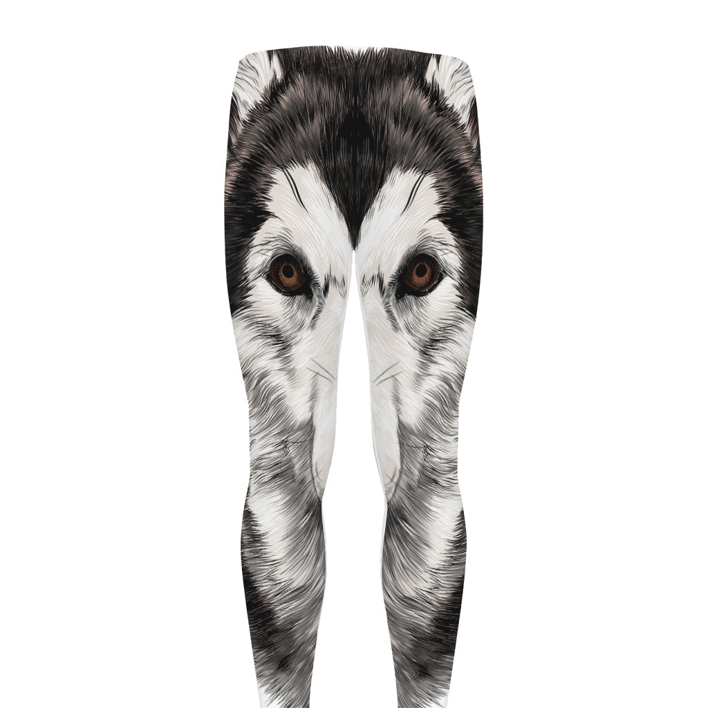 Hand Drawn Alaskan Malamute Print Men's leggings