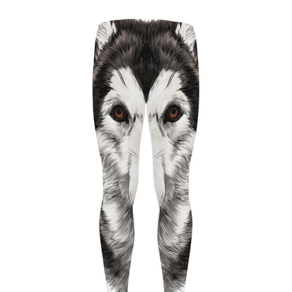 Hand Drawn Alaskan Malamute Print Men's leggings