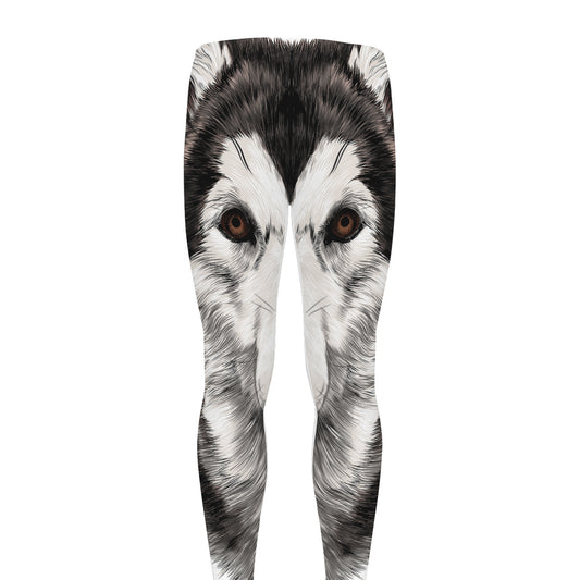 Hand Drawn Alaskan Malamute Print Men's leggings