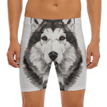Hand Drawn Alaskan Malamute Print Men's Long Boxer Briefs