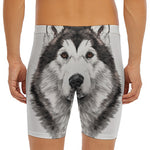 Hand Drawn Alaskan Malamute Print Men's Long Boxer Briefs