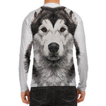 Hand Drawn Alaskan Malamute Print Men's Long Sleeve Rash Guard