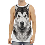 Hand Drawn Alaskan Malamute Print Men's Muscle Tank Top