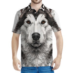 Hand Drawn Alaskan Malamute Print Men's Polo Shirt