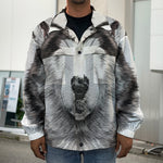 Hand Drawn Alaskan Malamute Print Men's Shirt Jacket