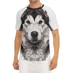 Hand Drawn Alaskan Malamute Print Men's Short Sleeve Rash Guard